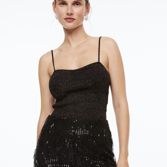 H&M glittery crop top. Size L . Very good condition - Picture 1 of 13
